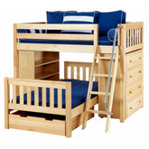 Maxtrix Mid Loft w Angled Ladder w Shelf w Drawers w Low Bed